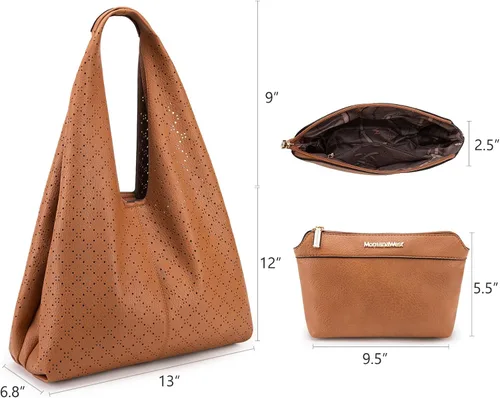 Vista 4 de Montana West Bolsos Hobo para mujer Bolsos de hombro holgados y bolsos