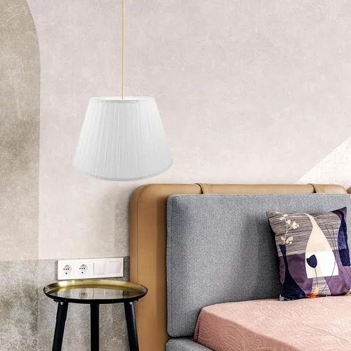 Vista 9 de Pantalla de lámpara de mesa, pantalla plisada blanca, tamaño mediano, de lino, para lámpara de mesa y de pie, repuesto de pantalla para el hogar