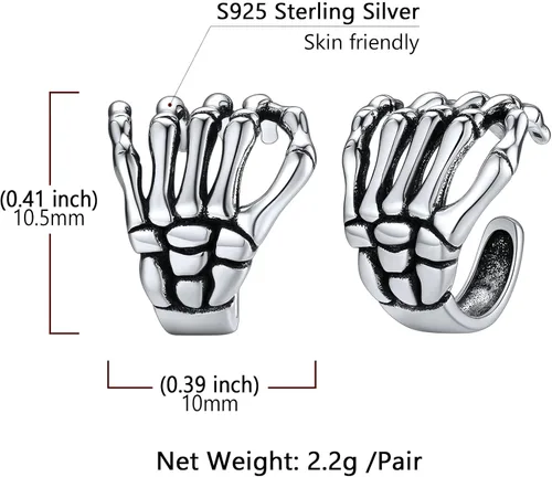 Vista 5 de SILVERCUTE 925 Sterling Silver Earrings for Women,Silver CatDinosaurDevil HornLeafSnakeSkeleton Various Stud Earrings or Ear Cuffs