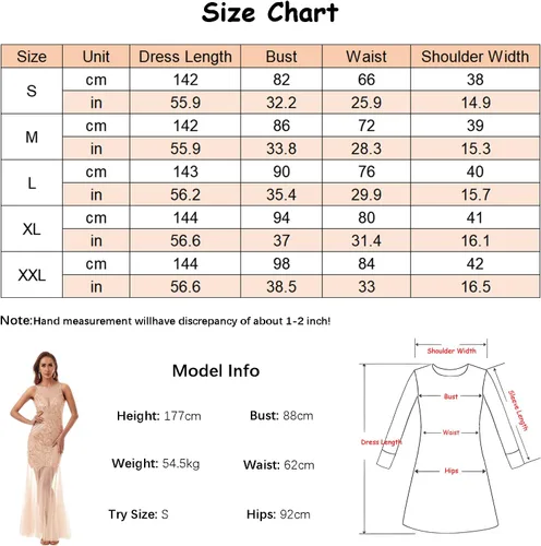 Vista 6 de Vestidos largos para mujer de los años 20, retro, sexy, con lentejuelas, tul para banquete, cóctel, fiesta de Gatsby, boda, invitados