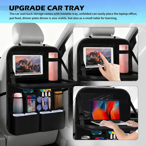 Vista 4 de Organizador de asiento trasero mejorado 2026, organizador multifuncional para asiento trasero con bandeja para autos y portavasos, Roadtrip