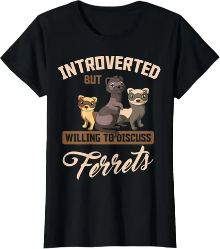 Vista 34 de Camiseta para amantes de los animales de los hurones, Negro, S