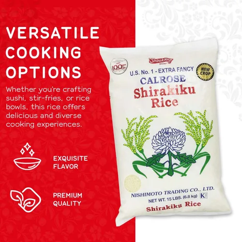 Vista 3 de SHIRAKIKU Calrose Rice - Arroz blanco de grano medio, arroz molido sin cocer japonés de alta calidad, bajo en calorías, perfecto para auténtica