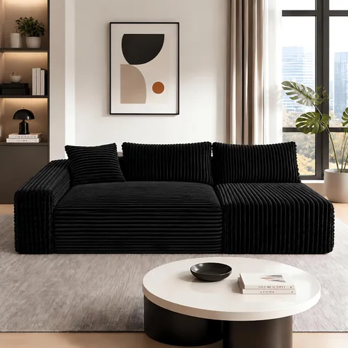 Vista 22 de Claiks - Sofá en forma de U de 128 pulgadas, sofá modular de gran tamaño Negro