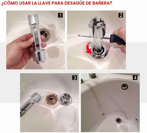 Vista 5 de HAUTMEC Llave de extracción de drenaje de bañera de aluminio de servicio pesado PL0030