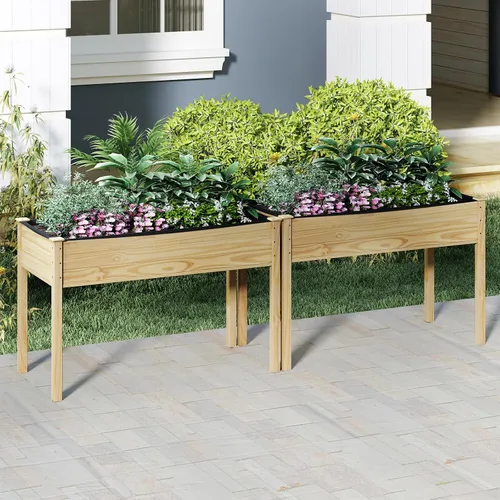 Vista 15 de S AFSTAR Cama de jardín elevada con cubierta de invernadero, maceta de madera elevada, 47 pulgadas de largo x 24 pulgadas de ancho x 30 pulgadas