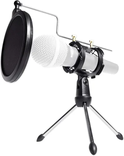 Vista 3 de (4) Audio Technica Dynamic Podcasting Podcast Micrófonos+Soportes+Filtros Pop