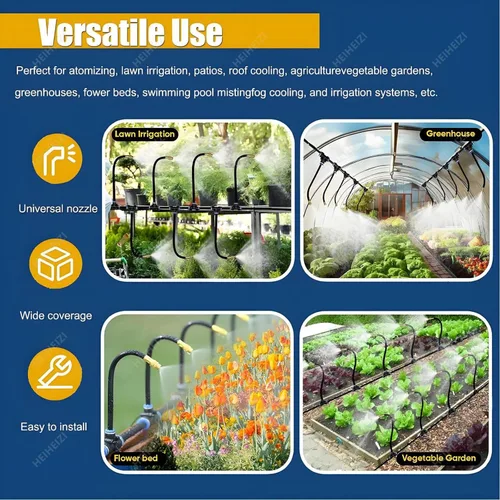 Vista 7 de New Quick Connector Drip Irrigation Kits,Automatic Irrigation System with 360-degree Bending Dropper,Adjustable atomizing Copper Nozzle for Watering