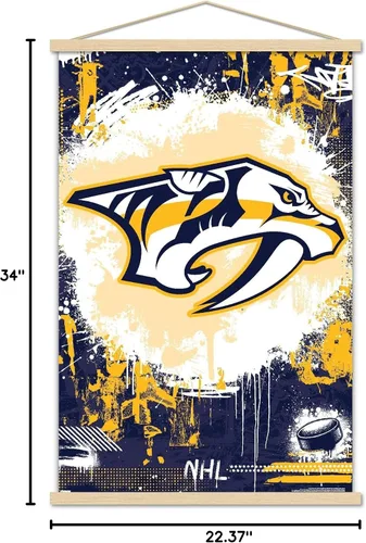 Vista 7 de Trends International NHL Nashville Predators - Póster de pared Maximalist Logo 23, 22.37 x 34.00 pulgadas, paquete de impresión premium y colgador