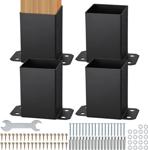 Vista 10 de VEVOR Base para Poste 4x4 2 Piezas, Tamaño Interior 3.6"x3.6" Soportes de Base para Poste, Anclaje de Poste de Servicio Pesado con Recubrimiento