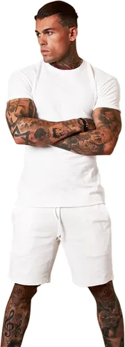 Vista 4 de Redqenting Conjunto de pantalones cortos casuales para hombre, 2 piezas, conjuntos de pantalones deportivos de verano a juego de camisa y pantalones