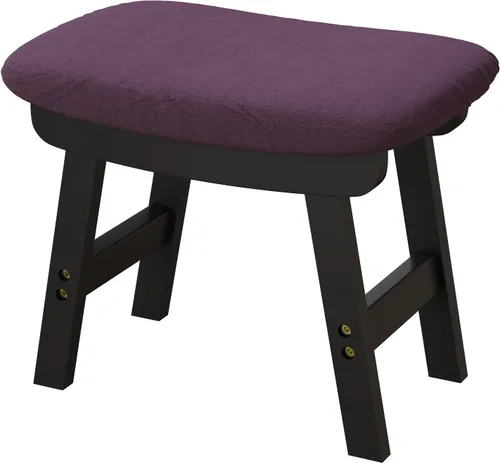 Vista 13 de viewcare Reposapiés otomano pequeño, taburete negro - Taburete de pie de madera para sala de estar, dormitorio y cocina