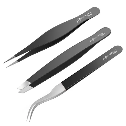 Vista 9 de Majestic Bombay Pinzas de punta fina para mujeres y hombres – Eliminar astillas, garrapatas, vello facial, cejas y vello encarnado – Pinzas