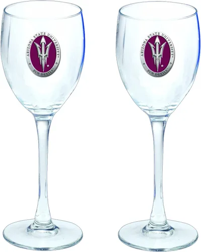 Vista 54 de Heritage Pewter Copas de vidrio de Arkansas, juego de 2, copas de vino de copa de 12 onzas, vidrio de peltre elaborado por expertos