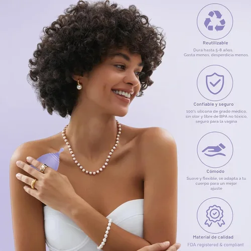 Vista 2 de Copa menstrual suave – Copa menstrual reutilizable de silicona de grado médico – sin BPA, cómoda copa menstrual flexible para uso durante 12 horas