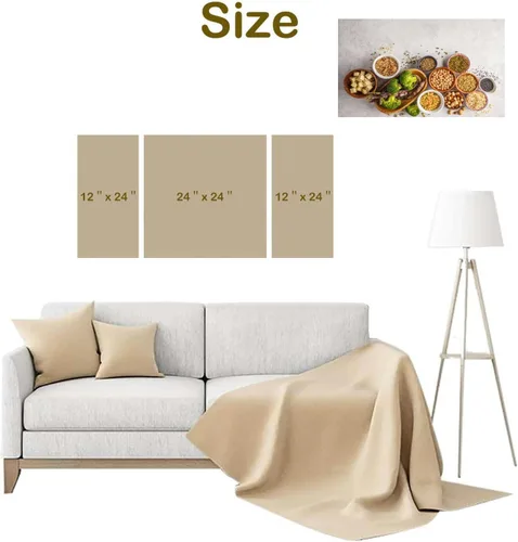 Vista 3 de Fuente de proteína vegana, frijoles de tofu, garbanzos, nueces y semillas, una parte superior blanca, decoración de pared grande, lienzo, pinturas