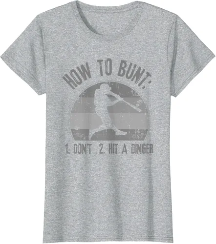 Vista 35 de Cómo Bunt Don't Hit A Dinger - Camiseta divertida de béisbol y sóftbol, Negro, S