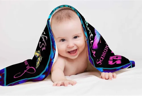 Vista 8 de D-Story Mantas de bebé personalizadas con nombres, manta personalizada para bebés niñas, manta de envoltura con inicial, regalos personalizados
