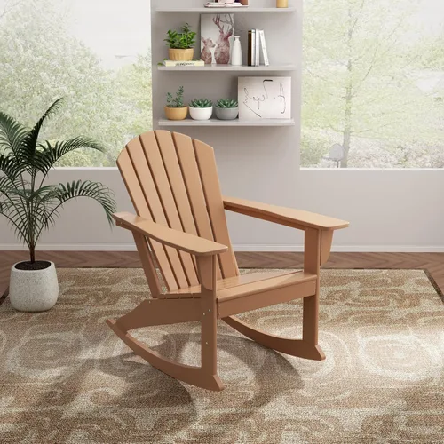 Vista 16 de WO Home Furniture Silla Mecedora de Patio Moderna para Exteriores HDPE Resistente a UV y Clima (Negro)