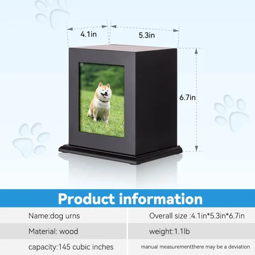 Vista 2 de NEWDREAM: Urnas de cremación de mascotas, urna de fotos de mascotas, urna de cenizas de perro, caja para cenizas de perro, caja de fotos de cenizas