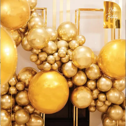 Vista 5 de Kit de arco de globos dorados de 147 piezas, globos metálicos dorados de diferentes tamaños para decoraciones de cumpleaños, baby shower, fiesta