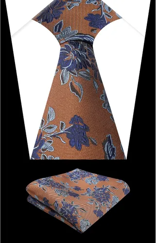 Vista 71 de Alizeal Mens 3.15inches Leaf Flower Pattern Tie with Floral Pocket Square Set