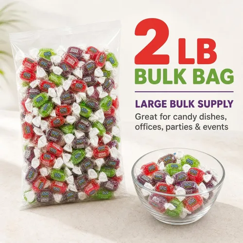 Vista 2 de Caramelos duros sin azúcar envueltos individualmente, 2 libras, caramelos Dulces surtidos con sabores de frutas, cuencos de dulces, oficinas