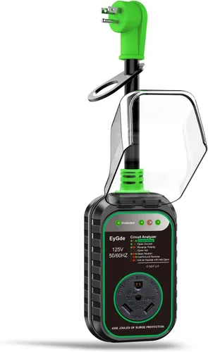 Vista 9 de EyGde Adaptador RV de 30 amperios a 50 amperios con protector de sobretensiones, NEMA TT-30P macho a enchufe hembra 14-50R, analizador de circuitos