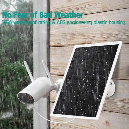 Vista 3 de Cargador de panel solar para cámaras de seguridad al aire libre, 10 W, CC 5 V, compatible con cámaras de batería recargable micro USB y tipo C