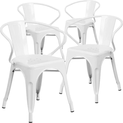 Vista 19 de Flash Furniture silla de metal con apoyabrazos, Metal, Negro