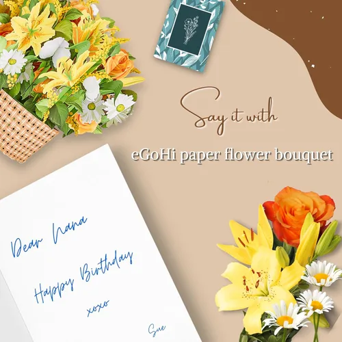 Vista 4 de Tarjeta grande de papel para cesta de flores, tarjetas desplegables, 9 pulgadas con tarjeta de notas y sobre - Sunshine in Basket