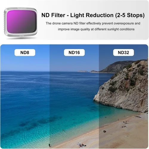 Vista 6 de Filtros ND para DJI Air 2S Drone, paquete de 4 filtros ND8 ND16 ND32 CPL compatibles con accesorios DJI Air 2S, densidad neutra y polarizador