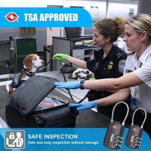Vista 2 de Candados de equipaje TSA, cerradura de equipaje aprobada por la TSA de Diyife Cerradura de combinación de 3 dígitos reconfigurable, 2 piezas, negro