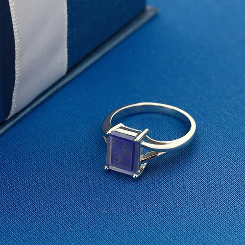 Vista 49 de Gem Stone King Anillo de compromiso solitario con diseño clásico de vástago dividido para mujer, plata de ley 925, piedra natal de piedra preciosa