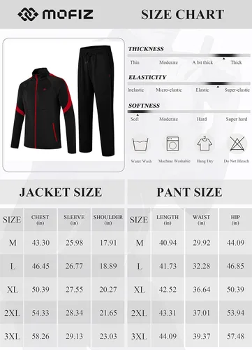 Vista 9 de MoFiz Chándal deportivo para hombre, 2 piezas, chaqueta con cremallera completa, pantalón de manga larga, casual, para correr, gimnasio