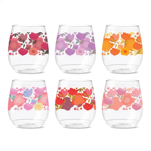 Vista 29 de TOSSWARE POP - Juego de 6 copas de champán con estampado de flauta de 9 onzas, de alta calidad, reciclables, irrompibles y de plástico transparente
