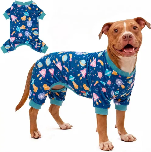 Vista 15 de KYEESE - Pijama de terciopelo para perros, con patrón de patos amarillos, ropa elástica y suave para cachorros y perros pequeños, mameluco cómodo