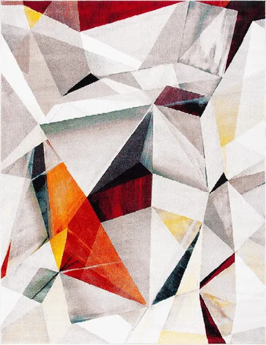 Vista 25 de SAFAVIEH Porcello Collection - Alfombra decorativa de 2 pies 3 pulgadas x 4 pies, gris claro y naranja, diseño abstracto moderno, no desprende