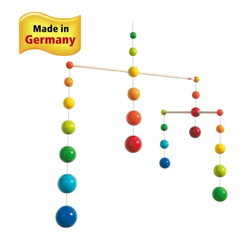 Vista 4 de HABA Pelotas móviles de madera del arco iris del cuarto del bebé (hechas en Alemania)