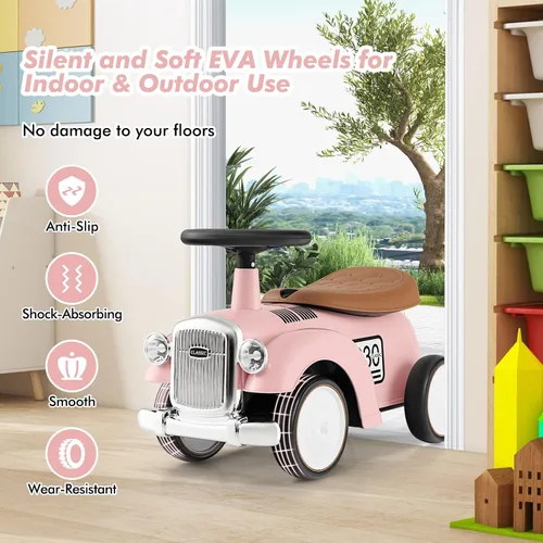 Vista 5 de OLAKIDS Auto de Empuje para Montar, Juguete Deslizante de Pie al Suelo para Niños Pequeños con Volante, Bocina, Almacenamiento Debajo del Asiento