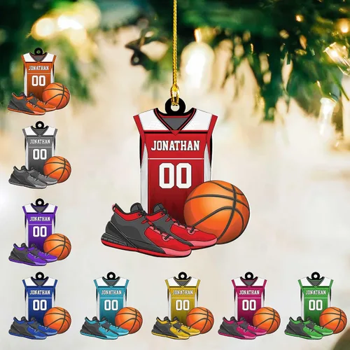 Vista 29 de Adorno Personalizado de Baloncesto 2025 - Adorno de Jugador de Baloncesto - Adornos de Árbol de Navidad de Baloncesto - Regalos de Jugador de Bkb 5
