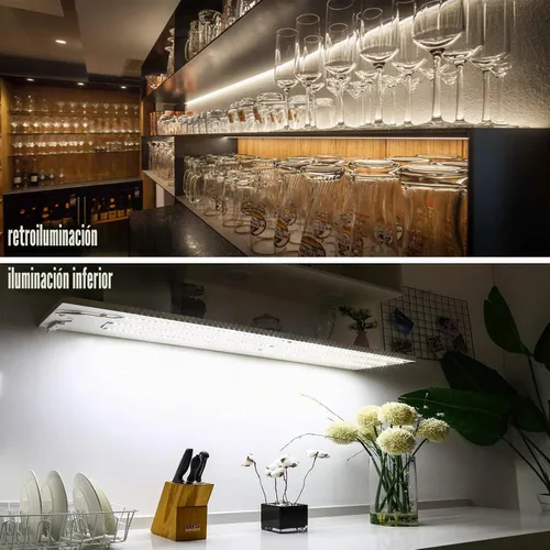 Vista 7 de WOBANE - Luz para debajo de la encimera, iluminación led regulable, 6 tiras de luz con control remoto para cocina, estante, despensa, escritorio