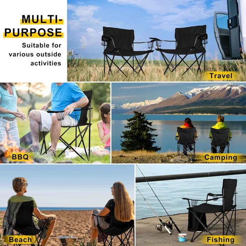 Vista 7 de Joyfair Silla de camping portátil, sillas plegables para césped al aire libre para adultos, sillas plegables grandes resistentes para playa, pesca