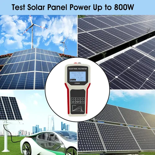 Vista 7 de Medidor de potencia de panel solar de 800 W, monitor multímetro de panel fotovoltaico de mano, amplificador de voltaje MPPT con pantalla LCD