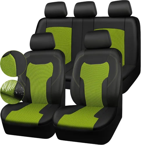 Vista 8 de CAR-GRAND Fundas de asiento de automóvil de cuero solo delanteras, fundas de asiento de malla de aire transpirable, protector de asiento universal