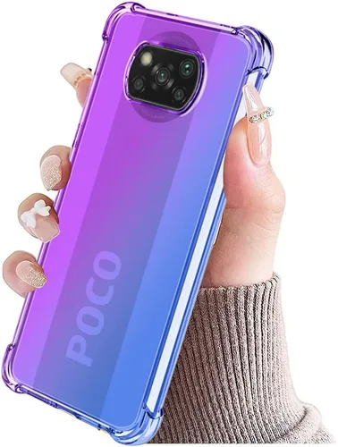 Vista 6 de Funda para Poco X3 NFC/Poco X3 Pro/Poco X3 Caso, Crystal Clear Case Gradient Slim Anti Scratch TPU A prueba de golpes Funda protectora para Xiaomi