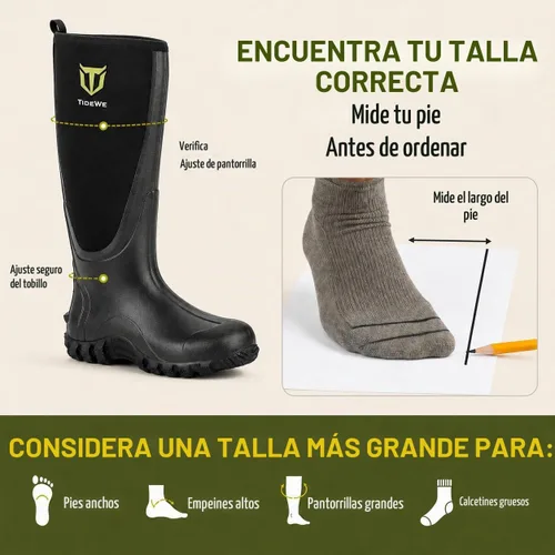 Vista 7 de TIDEWE Rubber Boots for Men, Waterproof Rain Boots with Steel Shank Negro