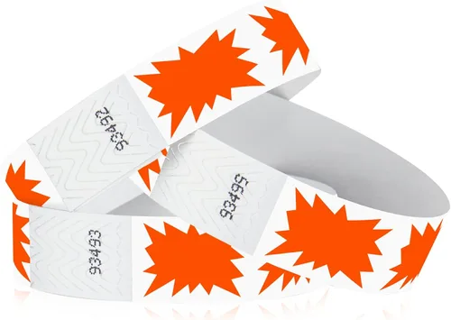 Vista 18 de 500 pulseras Tyvek con globos de Wristco para eventos, cómodas pulseras de papel resistentes a desgarros, pulseras de identificación