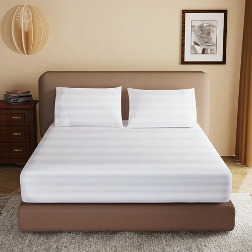Vista 29 de 2 paquetes de sábanas ajustables 100% algodón egipcio tamaño TwinXL, sábana ajustable de 600 hilos de algodón, sábana bajera con bolsillo profundo