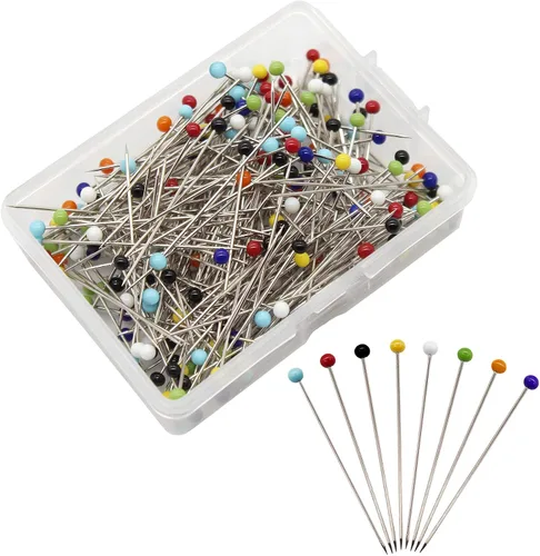 Vista 8 de Benvo 250 alfileres de costura con cabeza de perlas de plástico, alfileres rectos para acolchar de 1.496 in, cabezales de bolas multicolor con caja
